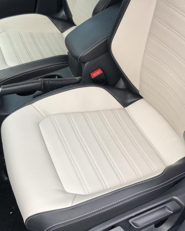 Perforated seat repair example in a Volkswagen Jetta.